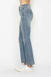 Judy Blue Full Size Tummy Control Back Embroidered Pocketed Bootcut Jeans Plus Size - Brittney MADE