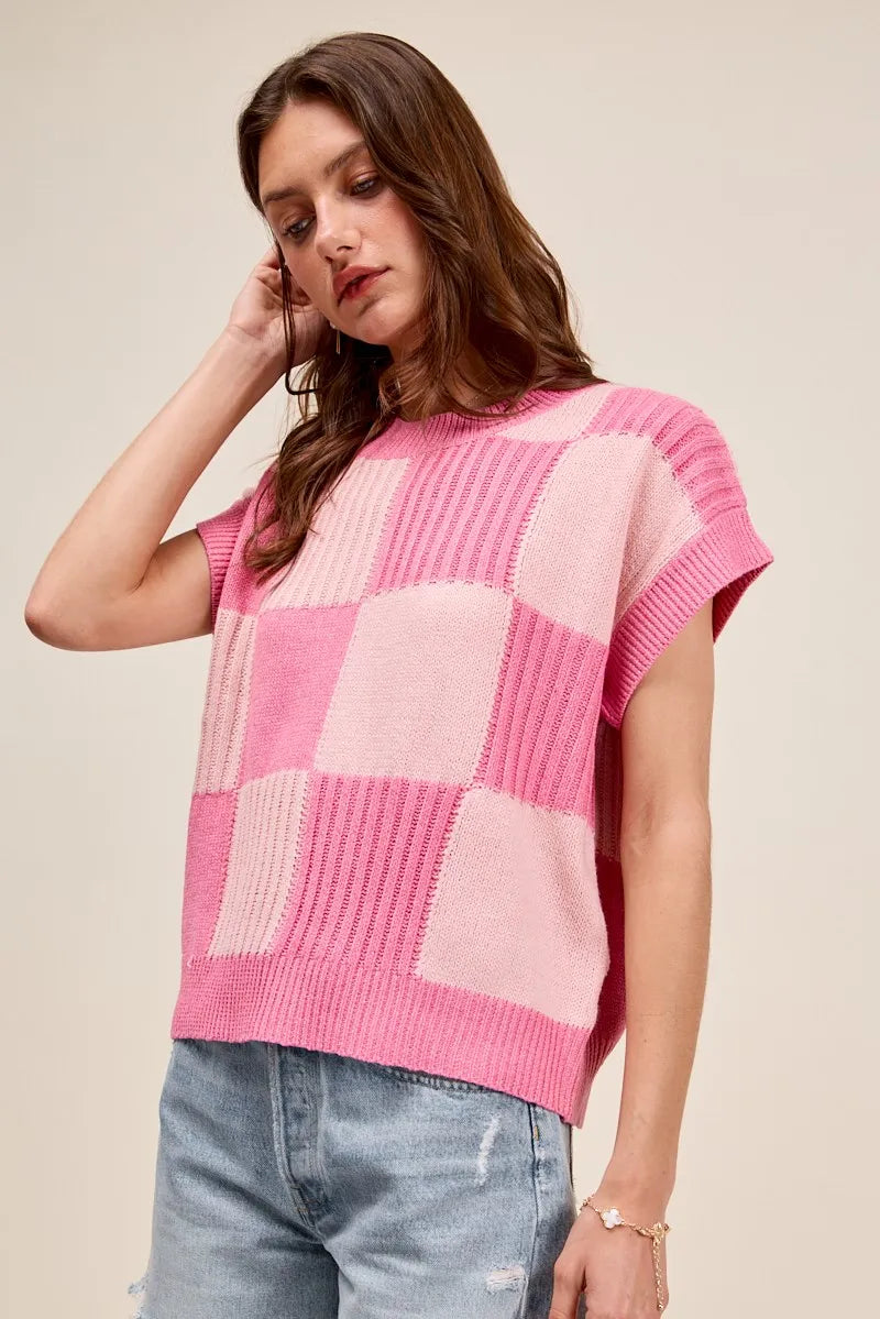 SO ME Check Plaid Casual Sweater Top - Brittney MADE