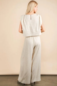 VERY J Solid Woven Top & Pants Set - Brittney MADE
