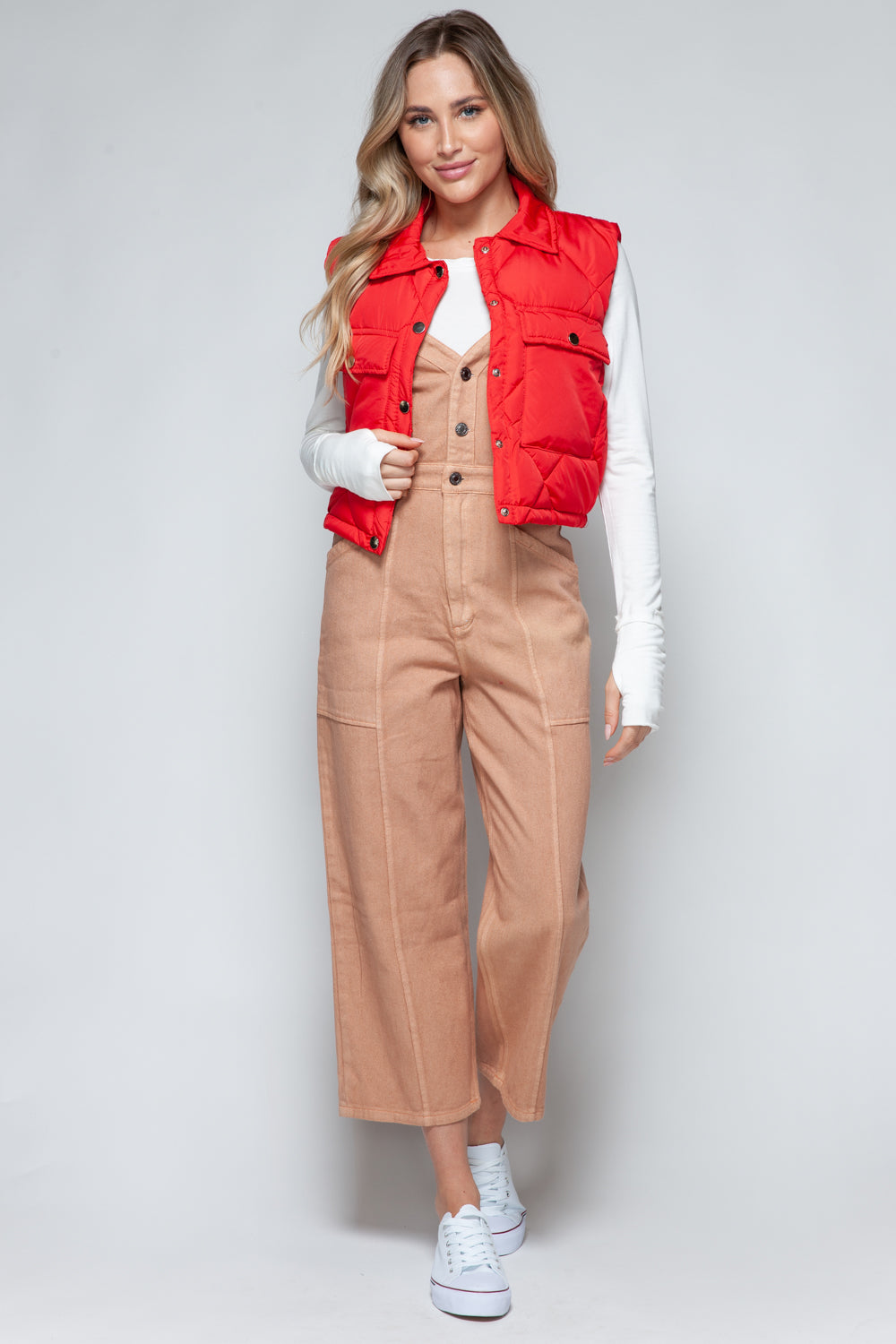 Snobbish Snap Down Quilted Crop Vest - Brittney MADE