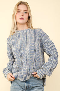 VERY J Two Tone Long Sleeve Sweater - Brittney MADE