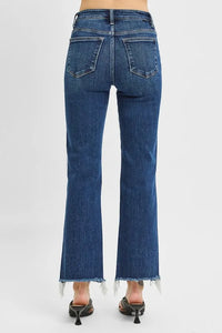 RISEN Full Size Tummy Control High Rise Crop Straight Raw Cut Hem Jeans Plus Size - Brittney MADE