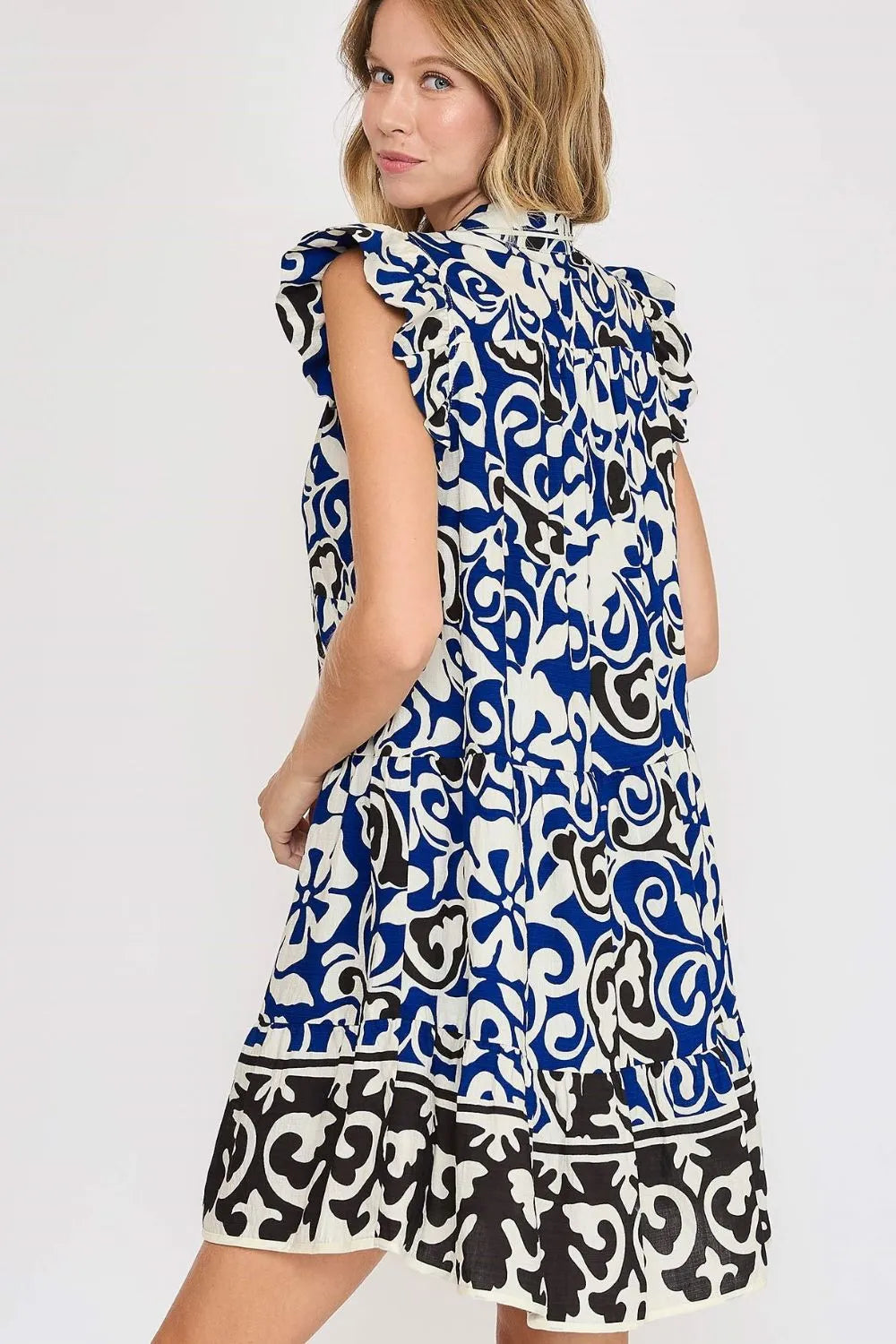 Umgee Floral Ruffled Cap Sleeve Tiered Dress - Brittney MADE