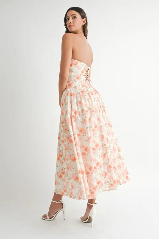 MABLE Sweetheart Neckline Floral Printed Midi Dress - Brittney MADE