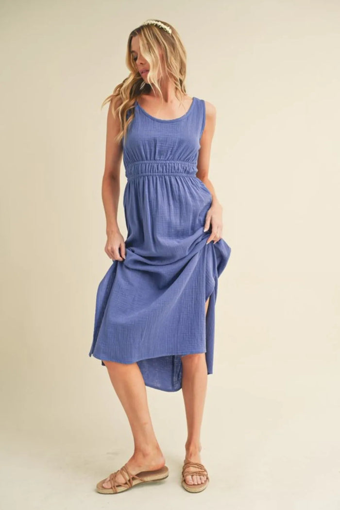 Aemi + Co Side Slit Round Neck Sleeveless Tank Dress - Brittney MADE