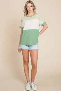 BOMBOM Color Block Short Sleeve T-Shirt - Brittney MADE