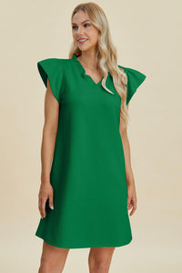Double Take Full Size Ruffled V-Neck Cap Sleeve Dress - Brittney MADE