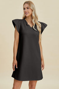 Double Take Full Size Ruffled V-Neck Cap Sleeve Dress - Brittney MADE