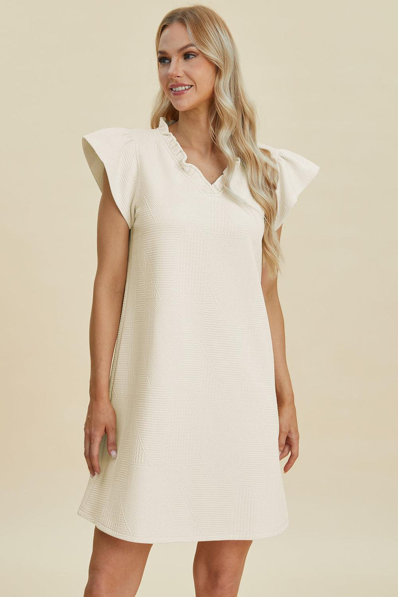 Double Take Full Size Ruffled V-Neck Cap Sleeve Dress - Brittney MADE