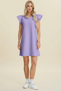 Double Take Full Size Ruffled V-Neck Cap Sleeve Dress - Brittney MADE