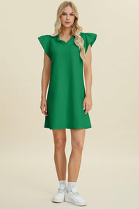 Double Take Full Size Ruffled V-Neck Cap Sleeve Dress - Brittney MADE