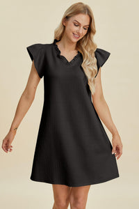 Double Take Full Size Ruffled V-Neck Cap Sleeve Dress - Brittney MADE