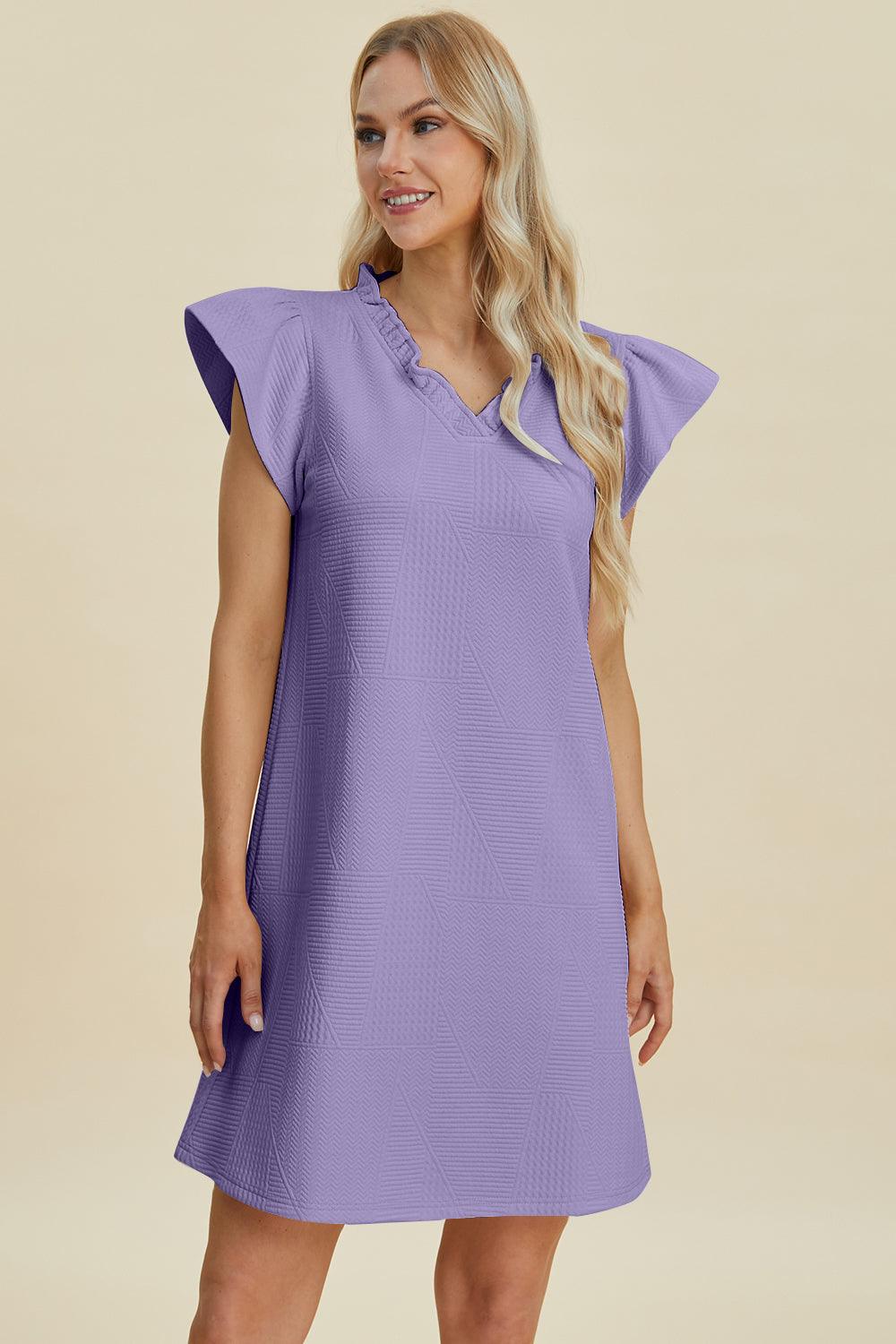 Double Take Full Size Ruffled V-Neck Cap Sleeve Dress - Brittney MADE