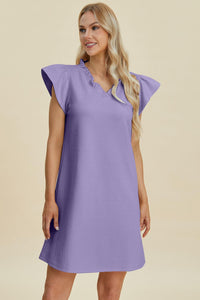 Double Take Full Size Ruffled V-Neck Cap Sleeve Dress - Brittney MADE