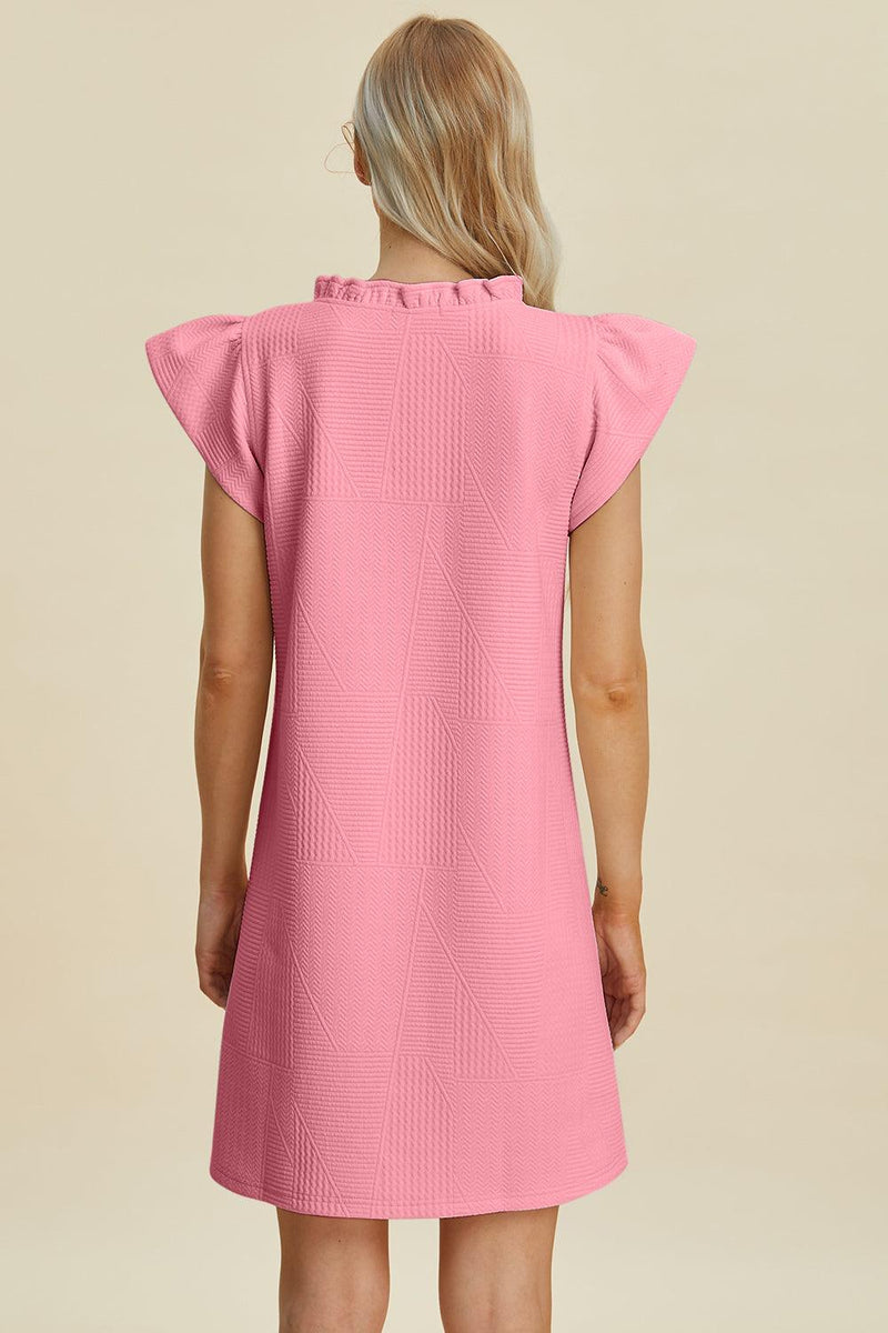 Double Take Full Size Ruffled V-Neck Cap Sleeve Dress - Brittney MADE