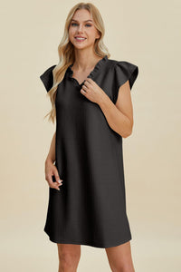 Double Take Full Size Ruffled V-Neck Cap Sleeve Dress - Brittney MADE