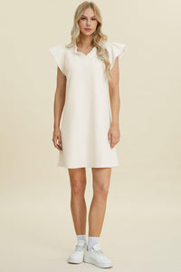 Double Take Full Size Ruffled V-Neck Cap Sleeve Dress - Brittney MADE