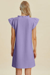 Double Take Full Size Ruffled V-Neck Cap Sleeve Dress - Brittney MADE