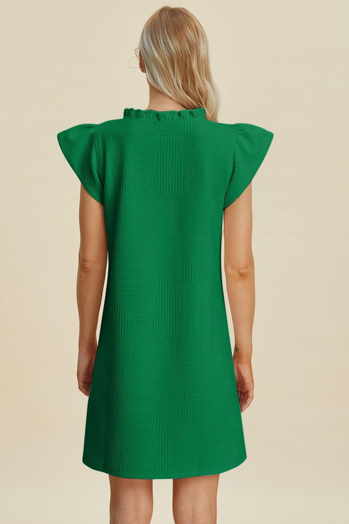 Double Take Full Size Ruffled V-Neck Cap Sleeve Dress - Brittney MADE