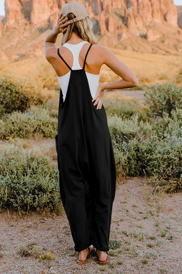 Double Take Full Size V-Neck Sleeveless Jumpsuit with Pockets - Brittney MADE