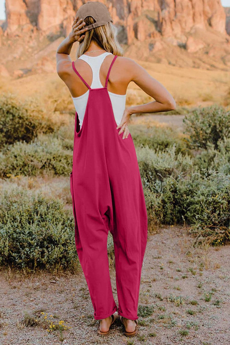 Double Take Full Size V-Neck Sleeveless Jumpsuit with Pockets - Brittney MADE