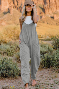 Double Take Full Size V-Neck Sleeveless Jumpsuit with Pockets - Brittney MADE