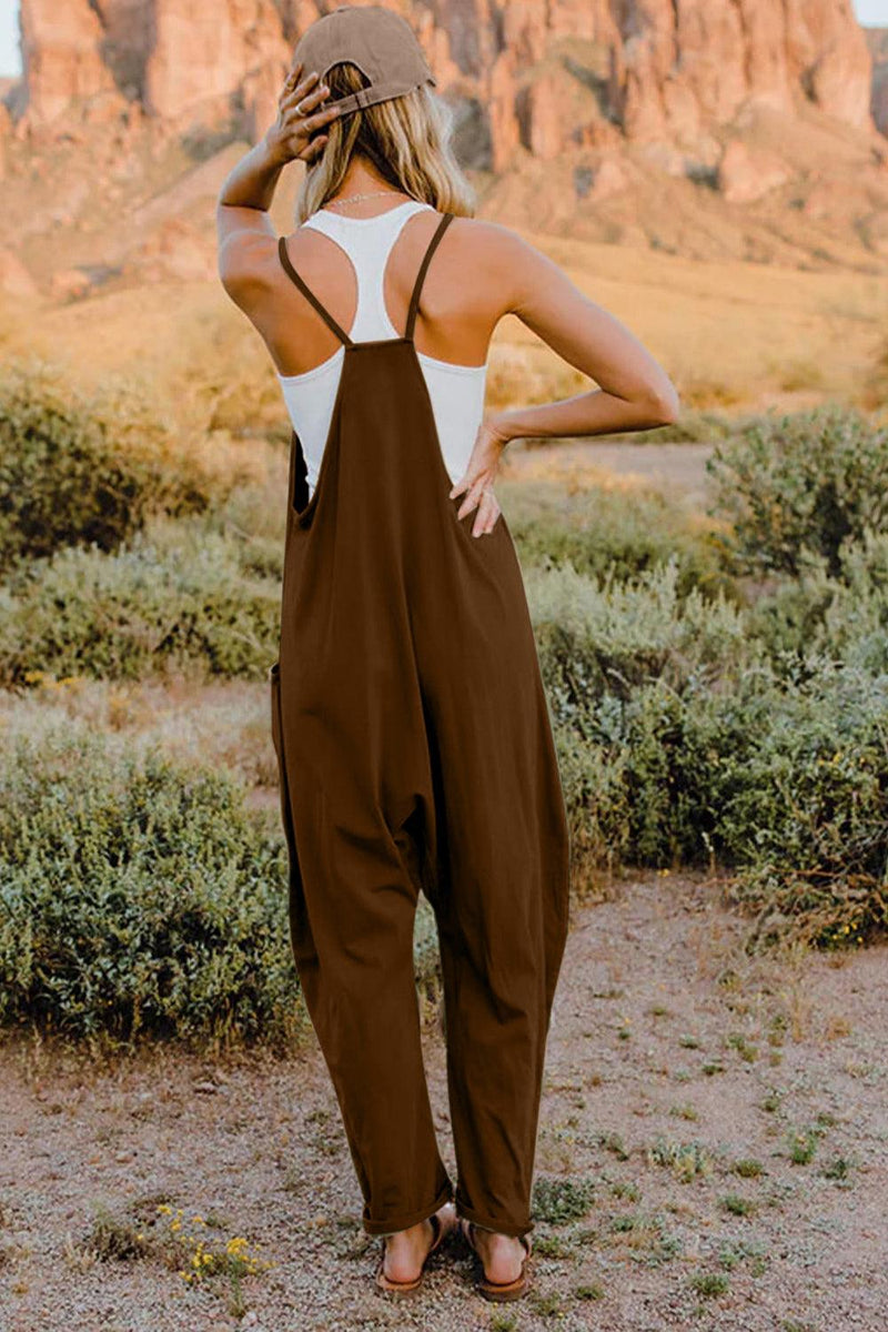 Double Take Full Size V-Neck Sleeveless Jumpsuit with Pockets - Brittney MADE