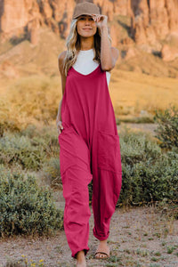 Double Take Full Size V-Neck Sleeveless Jumpsuit with Pockets - Brittney MADE