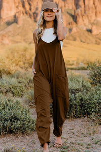 Double Take Full Size V-Neck Sleeveless Jumpsuit with Pockets - Brittney MADE