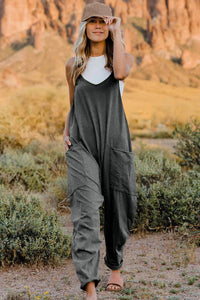 Double Take Full Size V-Neck Sleeveless Jumpsuit with Pockets - Brittney MADE