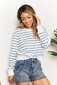 Double Take Striped Long Sleeve Round Neck Top - Brittney MADE