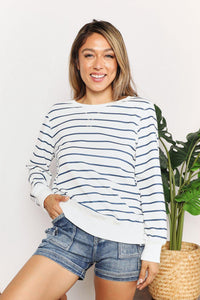 Double Take Striped Long Sleeve Round Neck Top - Brittney MADE
