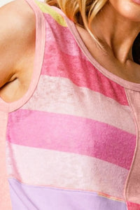 BiBi Color Block & Striped Round Neck Tank - Brittney MADE