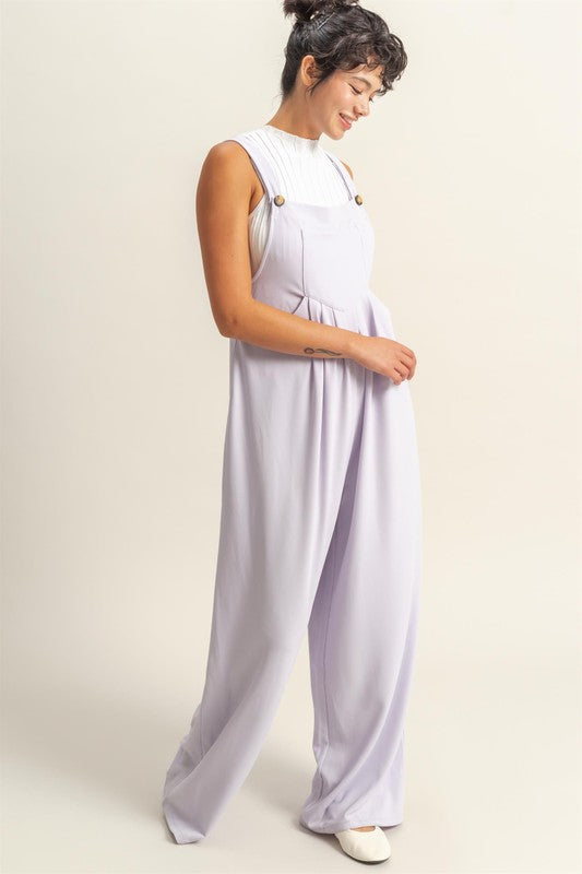 HYFVE Pleated Detail Front Pocket Wide Strap Overalls - Brittney MADE