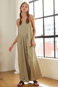 ADORA Square Neck Wide Leg Overalls with Pockets - Brittney MADE