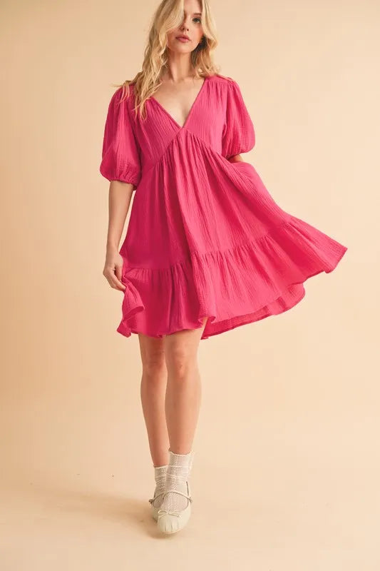 Aemi+Co Tied Back Ruffled Short Sleeve Mini Dress - Brittney MADE