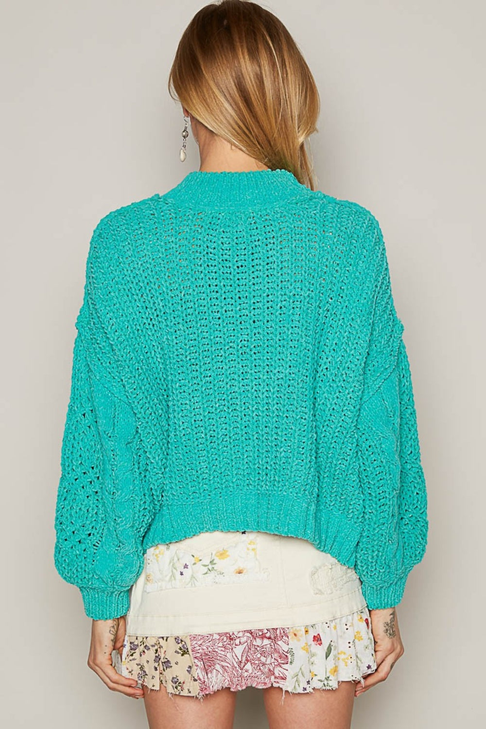 POL Mock Neck Cable Knit Sweater - Brittney MADE