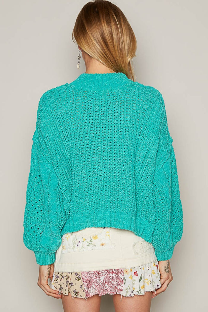 POL Mock Neck Cable Knit Sweater - Brittney MADE