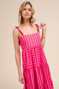 SO ME Stripe Tiered Maxi Dress with Colorful Chain Strap - Brittney MADE