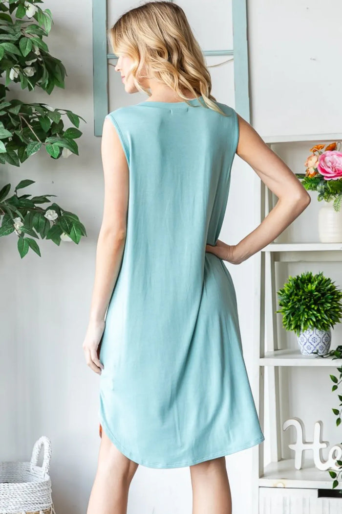 Heimish Full Size Striped Sleeveless V Neck Dress - Brittney MADE