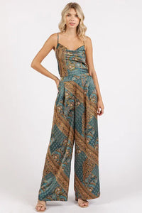 Mittoshop Paisley Patchwork Print Satin Cowl Neck Crop Cami - Brittney MADE