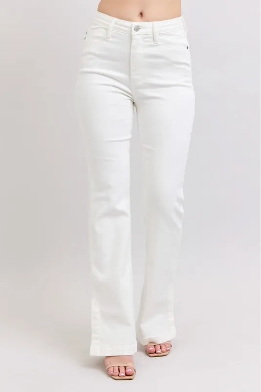 Judy Blue Full Size High Waist Side Slit Slim Bootcut Jeans Plus Size - Brittney MADE