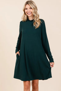 Mittoshop Mock Neck Long Sleeve Dress with Pockets - Brittney MADE