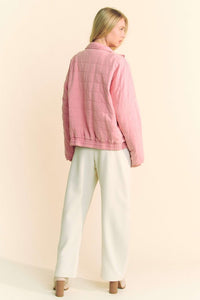 Davi & Dani Quilted Zip Up Dropped Shoulder Jacket - Brittney MADE
