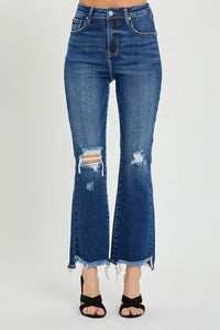 RISEN High Rise Distressed Crop Flare Jeans - Brittney MADE