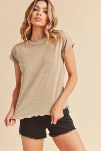 Aemi + Co Lettuce Edge Round Neck Short Sleeve T-Shirt - Brittney MADE