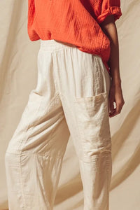 SO ME Cotton Linen Textured Woven Slouchy Wide Leg Pants - Brittney MADE