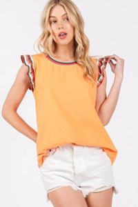 Ces Femme Contrast Striped Sleeveless Round Neck Top - Brittney MADE