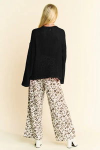 Davi & Dani Star Front Crochet Drop Shoulder Knit Top - Brittney MADE