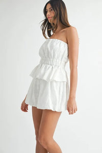 MABLE Floral Eyelet Lace Tube Top and Short Set - Brittney MADE